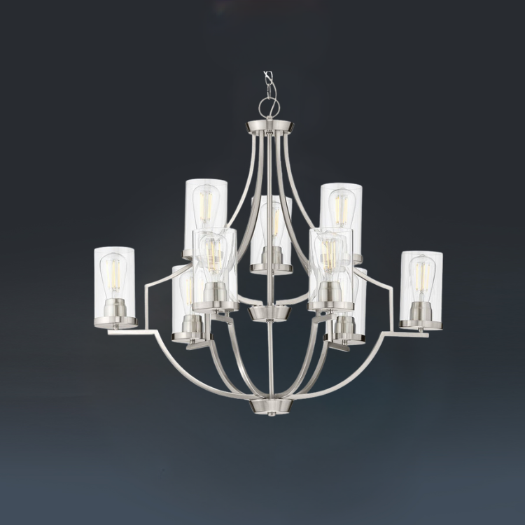 Modern Silver Crystal Chandelier