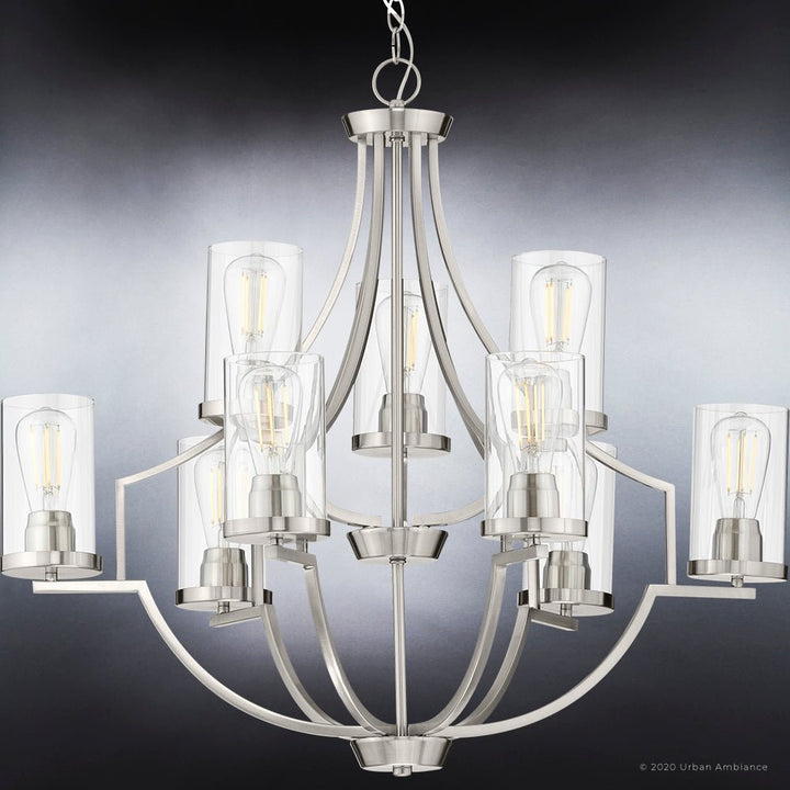 Modern Silver Crystal Chandelier
